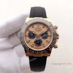 Swiss Grade Rolex Daytona Black Rubber Rose Gold Watch - Swiss 7750 Replica